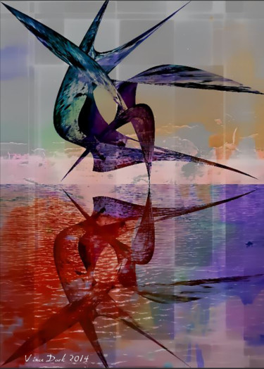 Arts numériques intitulée "Duel D'oiseaux Ephé…" par Vince Dark, Œuvre d'art originale, Peinture numérique