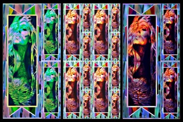 Digitale Kunst mit dem Titel "Qweens Of Pop Art" von Vince Dark, Original-Kunstwerk, Digitale Malerei