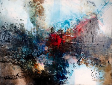 Картина под названием "Explosion" - Francis Vincensini, Подлинное произведение искусства, Масло Установлен на Деревянная рам…