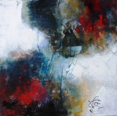 Painting titled "Abstraction" by Francis Vincensini, Original Artwork, Oil Mounted on Wood Stretcher frame