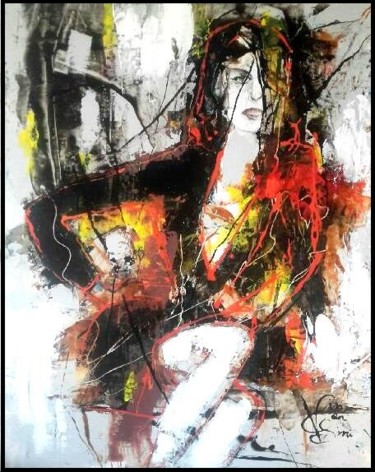 Painting titled ""Insoumise"" by Francis Vincensini, Original Artwork, Oil Mounted on Wood Stretcher frame