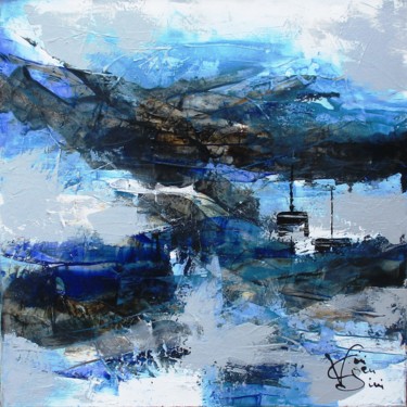 Pintura titulada "Horizon bleu" por Francis Vincensini, Obra de arte original, Oleo Montado en Bastidor de camilla de madera