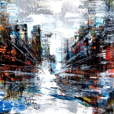 La ville endormie Peinture intitulée "La ville endormie" par Francis Vincensini, Œuvre d'art originale, Huile Monté sur Châssis