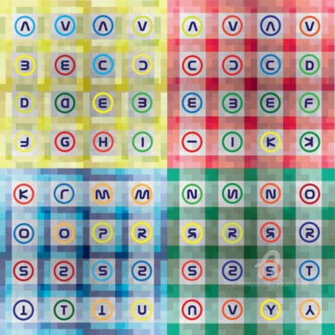 Berry Series – A to Y Branded Goods on 4 x 4 Berry Tartan Gravures & estampes intitulée "Berry Series – A to…" par Vincent Artist, Œuvre d'art originale, Travail numérique 2D