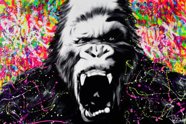 Schilderij getiteld "GORILLA IS BACK ART" door Vincent Bardou, Origineel Kunstwerk, Acryl