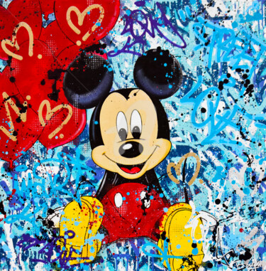 Schilderij getiteld "MICKEY LOVE" door Vincent Bardou, Origineel Kunstwerk, Acryl