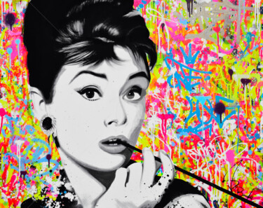 Schilderij getiteld "AUDREY HEPBURN" door Vincent Bardou, Origineel Kunstwerk, Acryl