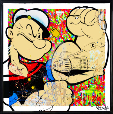 Painting titled "POPEYE ART" by Vincent Bardou, Original Artwork, Acrylic Mounted on Wood Stretcher frame