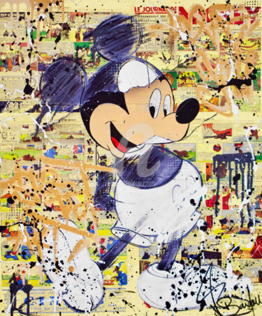 Painting titled "MICKEY SKETCH" by Vincent Bardou, Original Artwork, Acrylic Mounted on Wood Stretcher frame