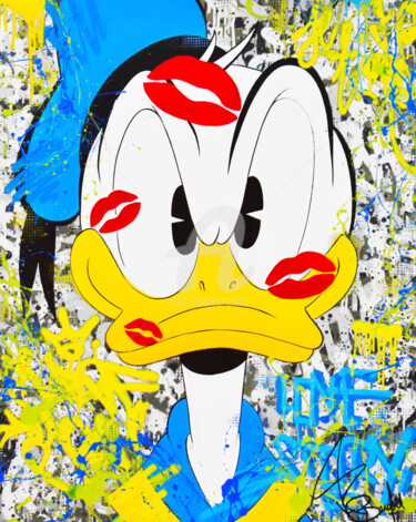 Painting titled "DONALD LOVE" by Vincent Bardou, Original Artwork, Acrylic Mounted on Wood Stretcher frame