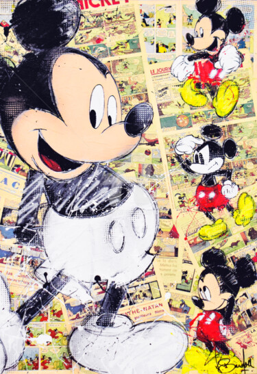 Painting titled "MICKEY VIBES" by Vincent Bardou, Original Artwork, Acrylic Mounted on Wood Stretcher frame