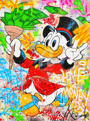 Painting titled "PICSOU CASH" by Vincent Bardou, Original Artwork, Acrylic Mounted on Wood Stretcher frame