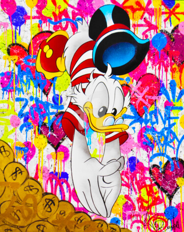 Painting titled "UNCLE SCROOGE MY FI…" by Vincent Bardou, Original Artwork, Acrylic Mounted on Wood Stretcher frame