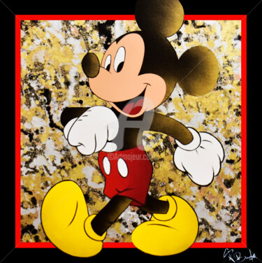 Painting titled "MICKEY GOLD" by Vincent Bardou, Original Artwork, Acrylic Mounted on Wood Stretcher frame