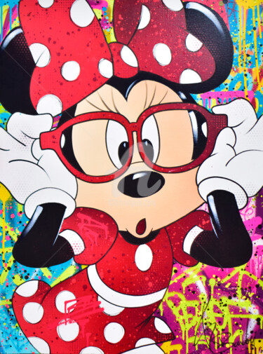 Painting titled "MINNIE MOUSE STYLE" by Vincent Bardou, Original Artwork, Acrylic Mounted on Wood Stretcher frame