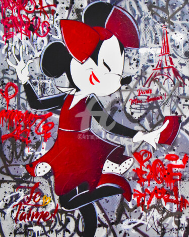 Painting titled "MINNIE FASHION" by Vincent Bardou, Original Artwork, Acrylic Mounted on Wood Stretcher frame