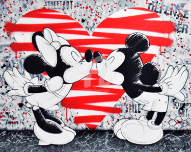 Painting titled "MINNIE AND MIKEY VA…" by Vincent Bardou, Original Artwork, Acrylic Mounted on Wood Stretcher frame