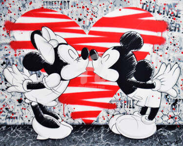 Pittura intitolato "MINNIE AND MIKEY VA…" da Vincent Bardou, Opera d'arte originale, Acrilico Montato su Telaio per barella…