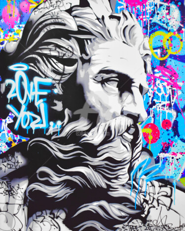 Pintura intitulada "ZEUS POP" por Vincent Bardou, Obras de arte originais, Acrílico Montado em Armação em madeira