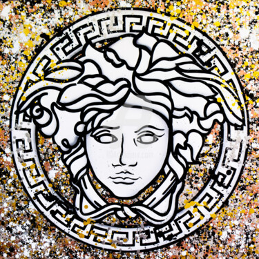 Schilderij getiteld "VERSACE" door Vincent Bardou, Origineel Kunstwerk, Graffiti Gemonteerd op Frame voor houten brancard