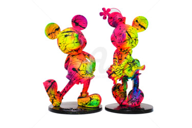 Sculpture intitulée "MINNIE & MICKEY COL…" par Vincent Bardou, Œuvre d'art originale, Résine