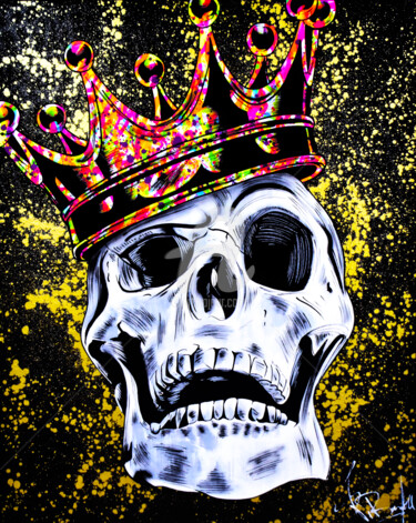 Картина под названием "SKULL KING" - Vincent Bardou, Подлинное произведение искусства, Акрил Установлен на Деревянная рама д…