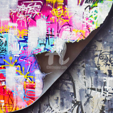 Painting titled "GRAFFITI BURNS" by Vincent Bardou, Original Artwork, Acrylic Mounted on Wood Stretcher frame