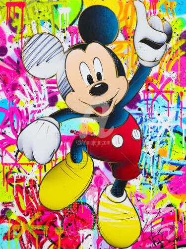 Painting titled "MICKEY MOUSE PAINTI…" by Vincent Bardou, Original Artwork, Acrylic Mounted on Wood Stretcher frame