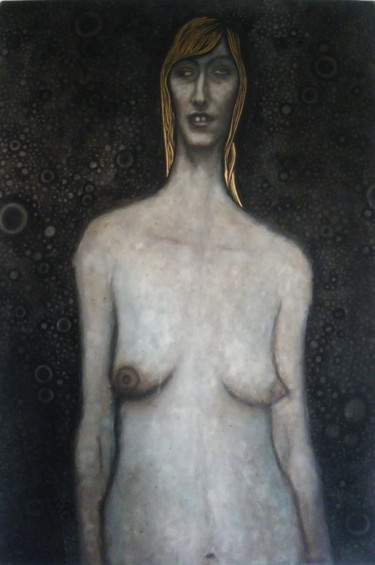 Peinture intitulée "femme au cheveux do…" par Vincent Bertrand, Œuvre d'art originale, Gouache