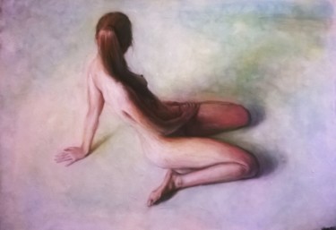 Peinture intitulée "femme nue à genoux" par Vincent Bertrand, Œuvre d'art originale, Acrylique