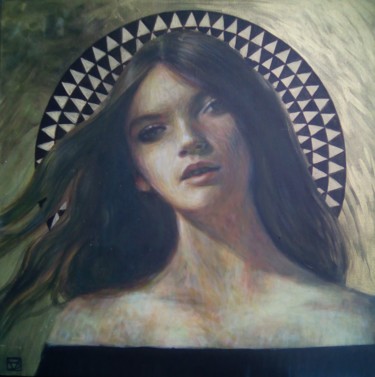 Painting titled "portrait de femme b…" by Vincent Bertrand, Original Artwork, Acrylic
