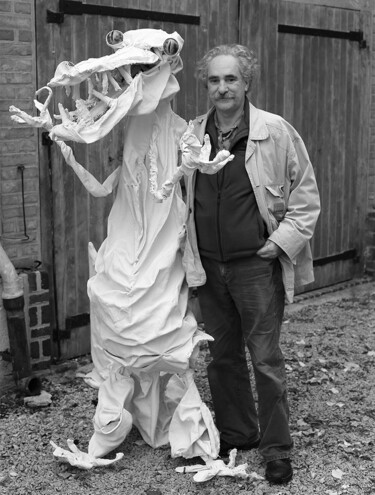 Sculptuur getiteld "le crocodile" door Vincent Bouillat, Origineel Kunstwerk, Draad