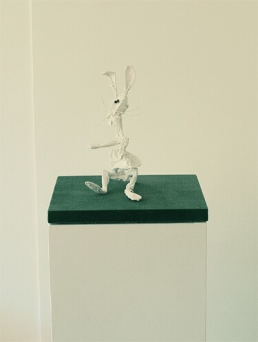 Sculpture intitulée "le mini-lapin" par Vincent Bouillat, Œuvre d'art originale, Fil de fer