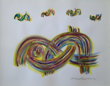 Painting titled "Recline (Aqua 1 - C…" by Vincent Champion-Ercoli, Original Artwork, Watercolor