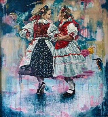 Painting titled "Hanácké tanečnice" by Vincent Chignier, Original Artwork, Oil