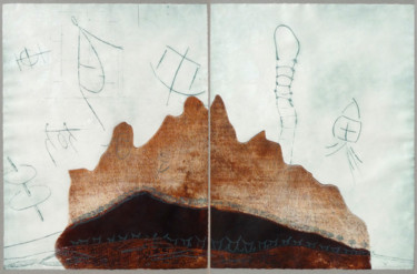 Gravures & estampes intitulée "diptyque-1.jpg" par Vincent Dezeuze, Œuvre d'art originale, Collagraphie