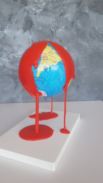 Sculpture intitulée "Overblood Earth" par Vincent Docteur, Œuvre d'art originale, Résine