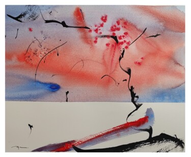 Painting titled "Hanami 10" by Vincent Faye, Original Artwork, Watercolor