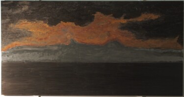 Painting titled "Coucher d'orage" by Vincent Fons, Original Artwork, Metals Mounted on Metal