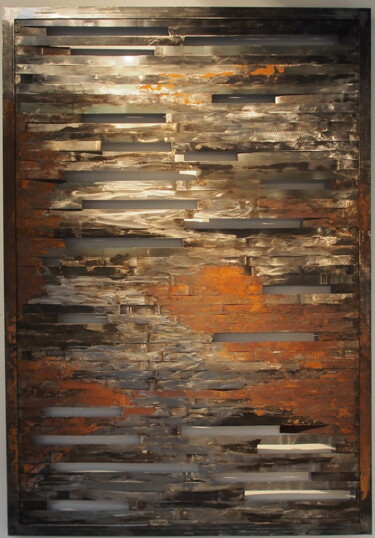 Painting titled "Strates" by Vincent Fons, Original Artwork, Metals Mounted on Metal