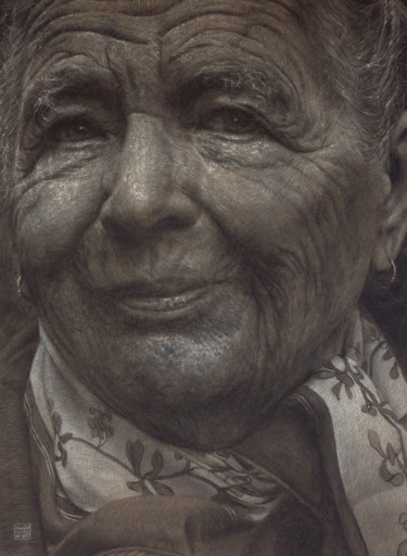 "Marguerite Yourcenar" başlıklı Resim Vincent Haller tarafından, Orijinal sanat, Karakalem Karton üzerine monte edilmiş