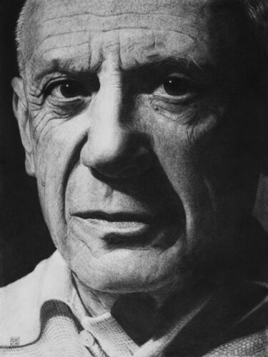 图画 标题为“portrait de Picasso” 由Vincent Haller, 原创艺术品, 木炭