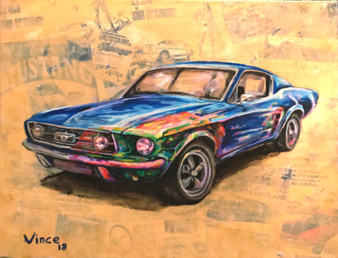 Painting titled "mustang" by Vincent Hénault, Original Artwork, Acrylic