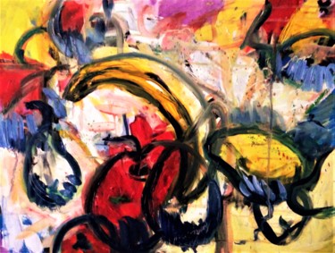 Painting titled "bananes pommes poir…" by Demonsigny, Original Artwork, Oil