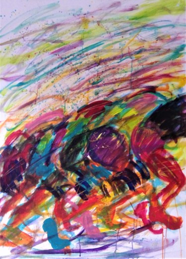 Peinture intitulée "Les athlètes aux je…" par Demonsigny, Œuvre d'art originale, Acrylique