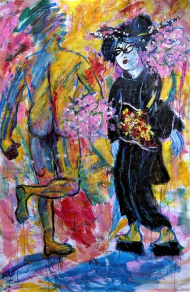 Malerei mit dem Titel "Rencontre avec l'ho…" von Demonsigny, Original-Kunstwerk, Acryl