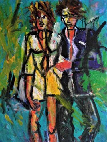 Картина под названием "Jeunes mariés" - Demonsigny, Подлинное произведение искусства, Акрил Установлен на Деревянная рама дл…