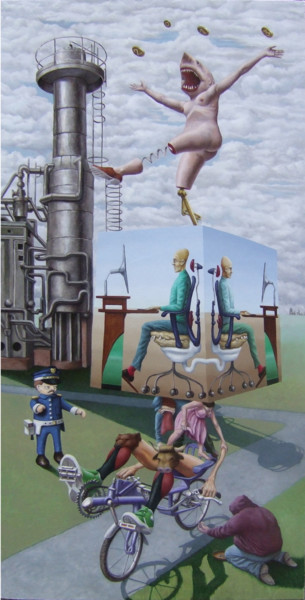 Peinture intitulée "Division du travail" par Vincent Lacroix, Œuvre d'art originale, Huile