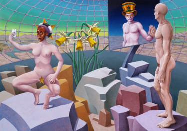Le chant des narcisses Peinture intitulée "Le chant des narcis…" par Vincent Lacroix, Œuvre d'art originale, Huile