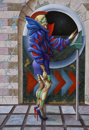 Peinture intitulée "La porte" par Vincent Lacroix, Œuvre d'art originale, Huile